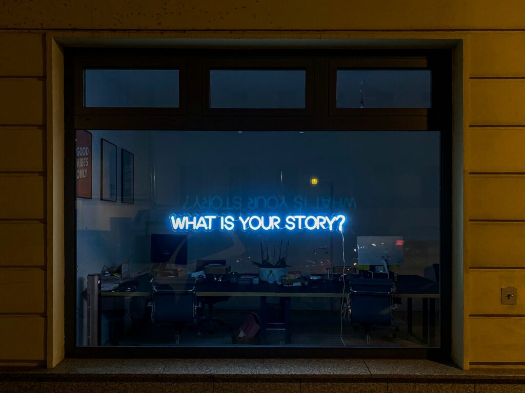 storytelling graphic what is your story on a storefront