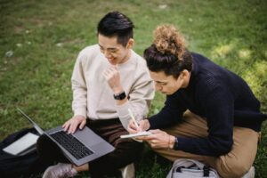 students getting work done with edutainment content on youtube helping them study