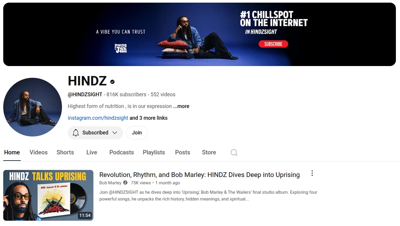 HINDZ youtube channel screenshot
