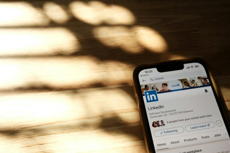 linkedin app open on the phone